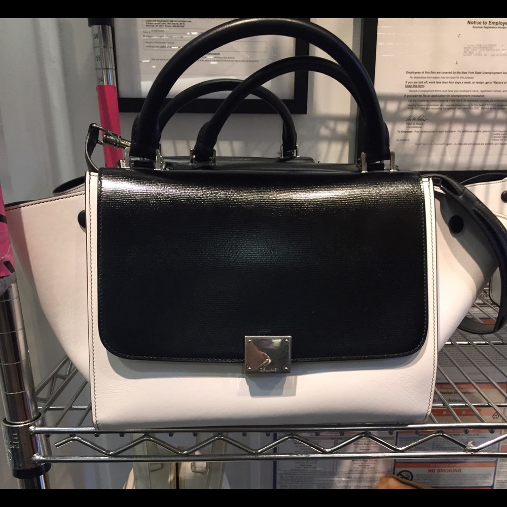Celine Trapeze Handbag, black and white